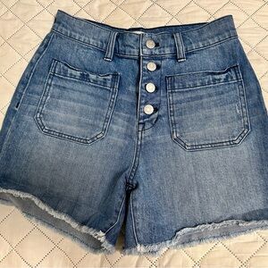 Madewell Blue Jean Shorts with Button Detail